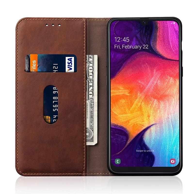 Кожаный чехол с откидной крышкой для Samsung A30 A50 A70 A6 A8 A9 A7 2018 M10 M20 M30 телефона Galaxy S10e S10
