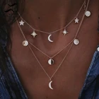 Женское многослойное ожерелье Bikinx, модное серебристое ожерелье с Луной, 2019