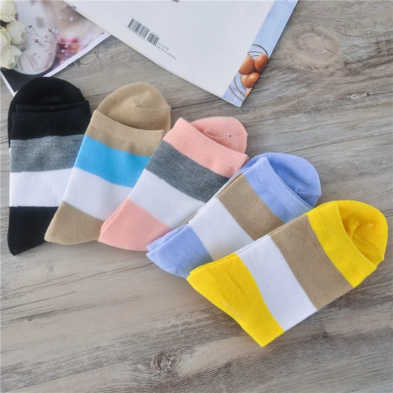 

10 Pairs/ Lot Fashion New 3 Solid Color Thick Stripes Women Socks Quality Spring Autumn Winter Warm Sock Female Free Shipping