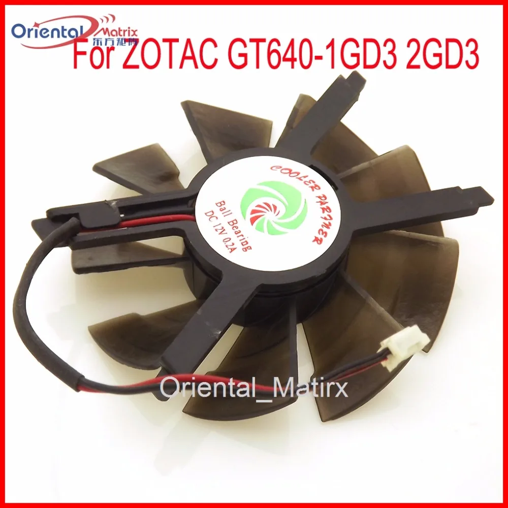 Бесплатная доставка, шариковый подшипник 77 мм, постоянный ток 12 в, а, Clooer 2Pin для ZOTAC GT640-1GD3 2GD3, охлаждающий вентилятор для графической карты