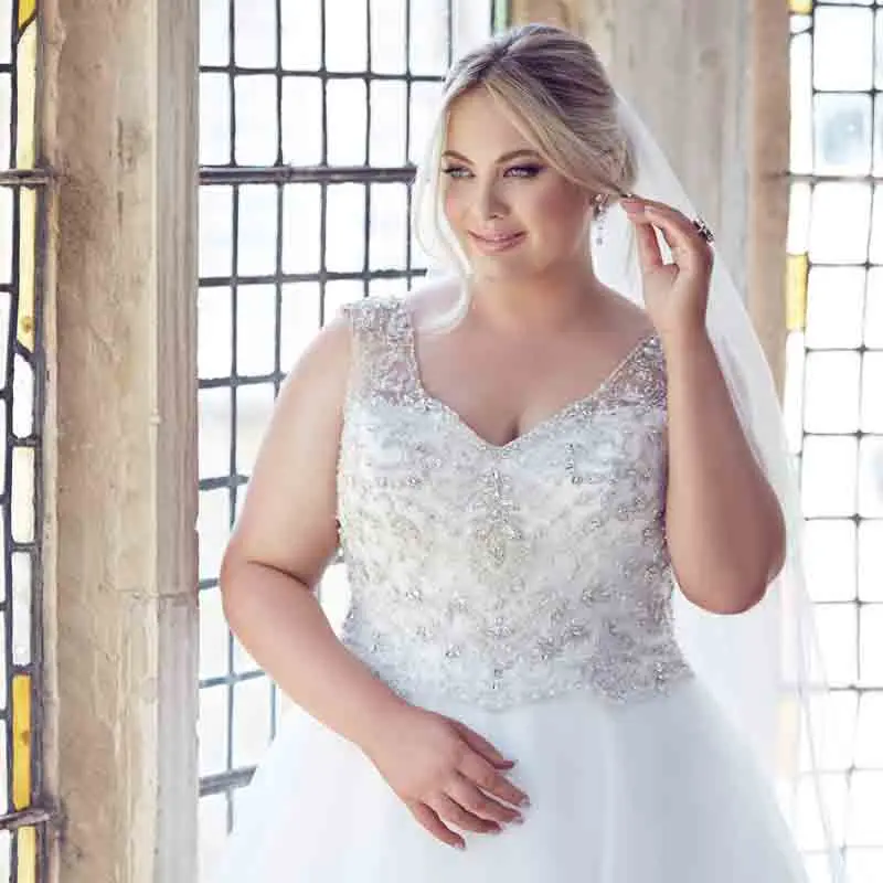 2016 Новый Дизайн Плюс Размер-Линии Свадебное Платье Свадебные Платья V-образным