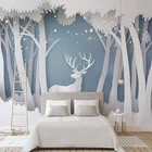 Настенные росписи по фото 3D, сплошной лес, Современные Простые обои с изображением лося для гостиной, фона за телевизором, современное бесшовное покрытие стен