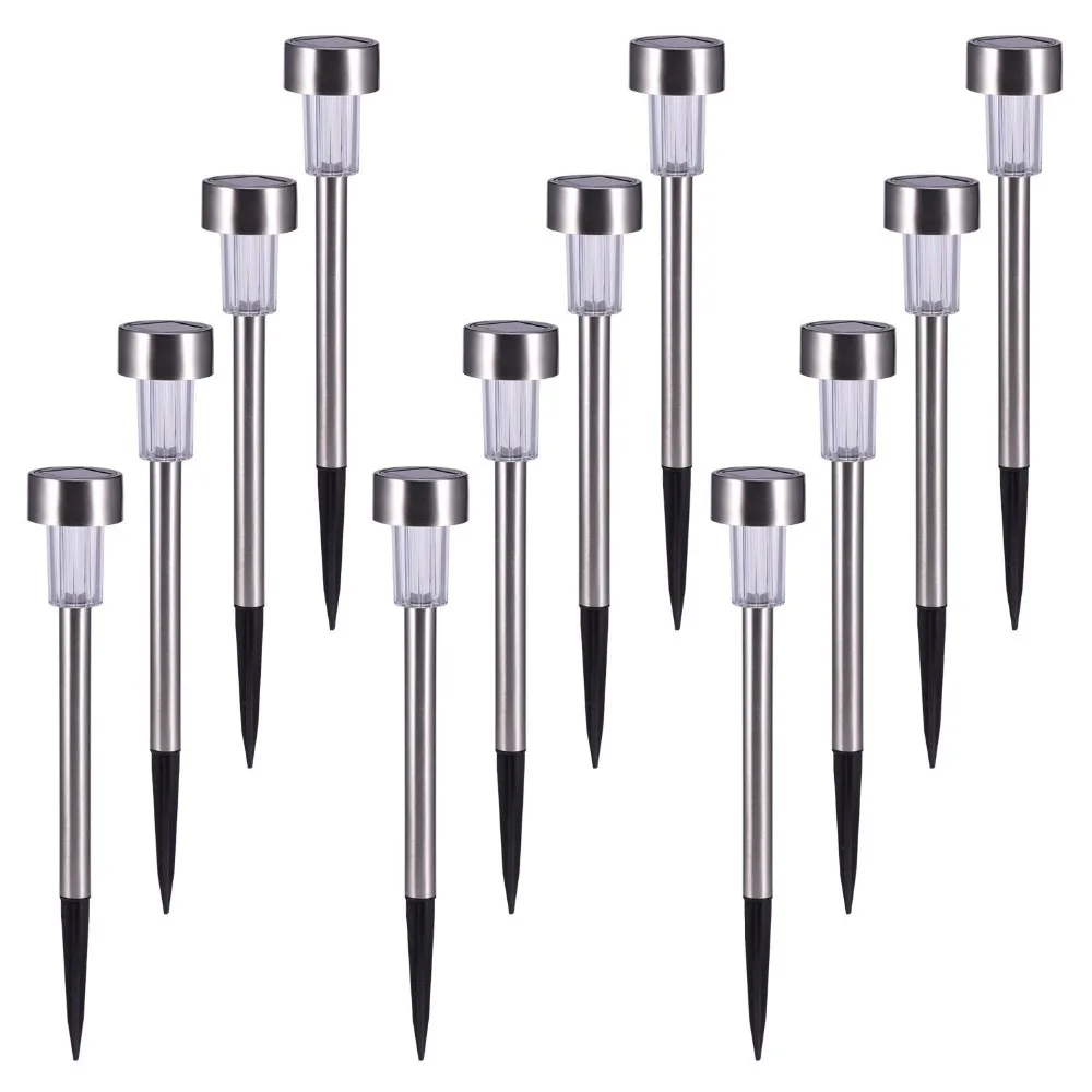 

12pcs/lot Stainless Steel Solar Lawn Light Garden Solar Power Light Outdoor Solar Lamp For Outdoor Landscape Yard Deck Pathway