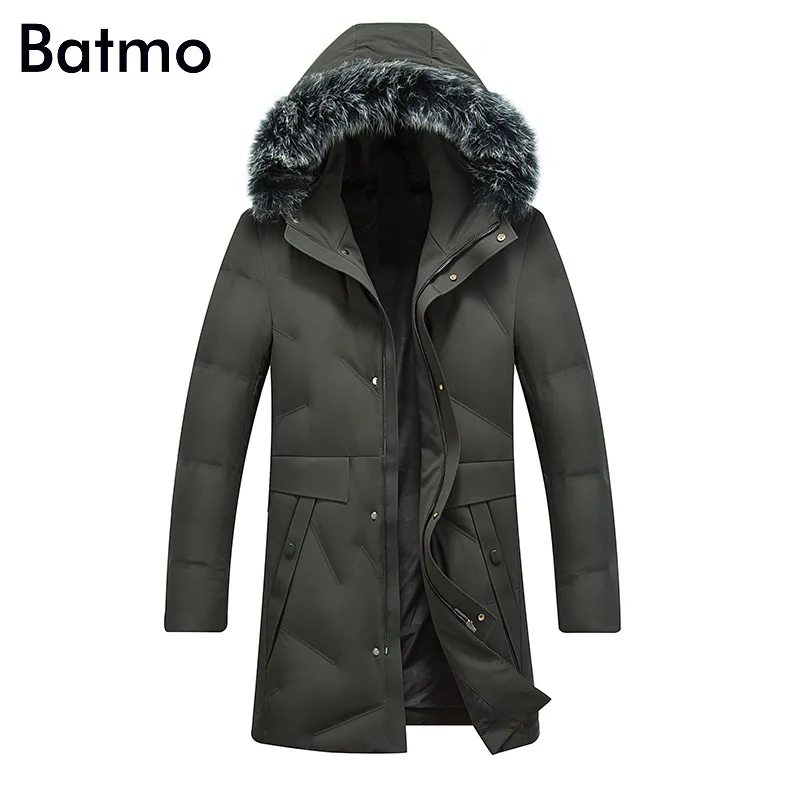 Batmo 2018 Новое поступление высокое качество 90% белый утиный пух воротник из лисьего