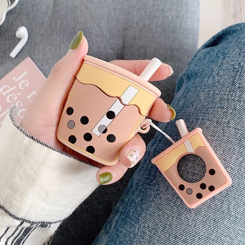 VOZRO Milk tea беспроводной Bluetooth чехол для наушников для Apple Airpods силиконовый чехол для наушников s для Airpods 2 защитный чехол - Цвет: Beige