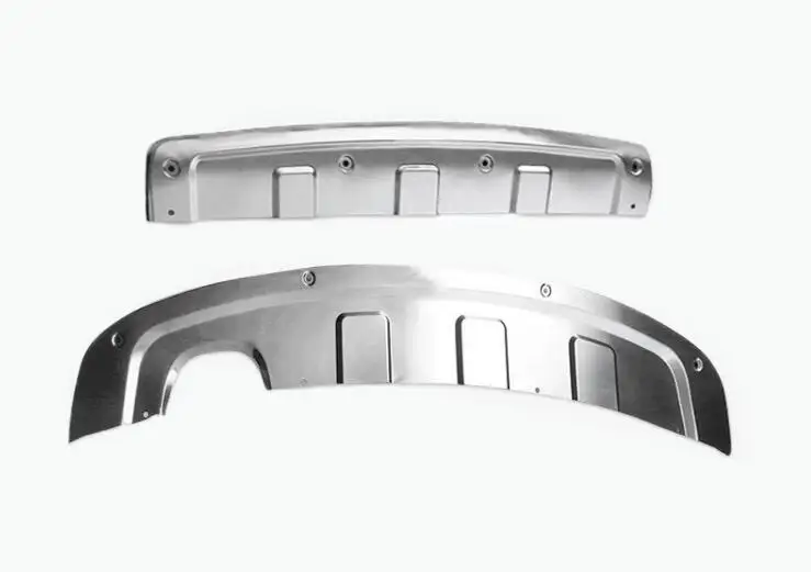 2pcs Для Volkswagen Tiguan 2013 Передняя нержавеющая сталь хром Задний бампер протектор нескользящий лист - Цвет: 2pcs
