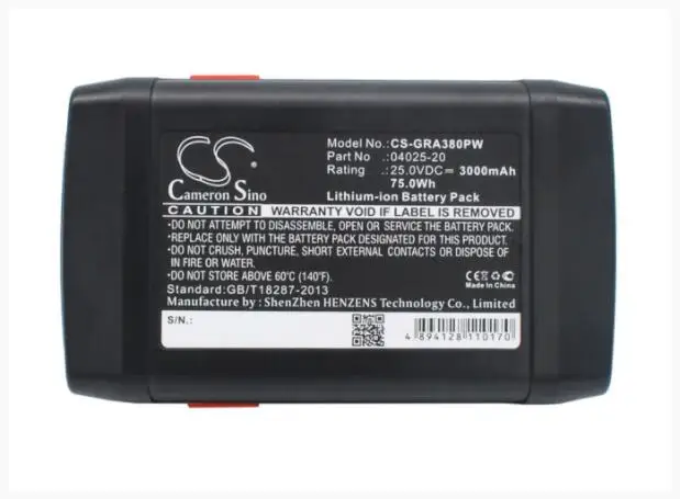 

Cameron Sino 3000mAh battery for GARDENA Accu-Spindelmaher 380 Li Spindelmaher 380 Li 04025-20 8838