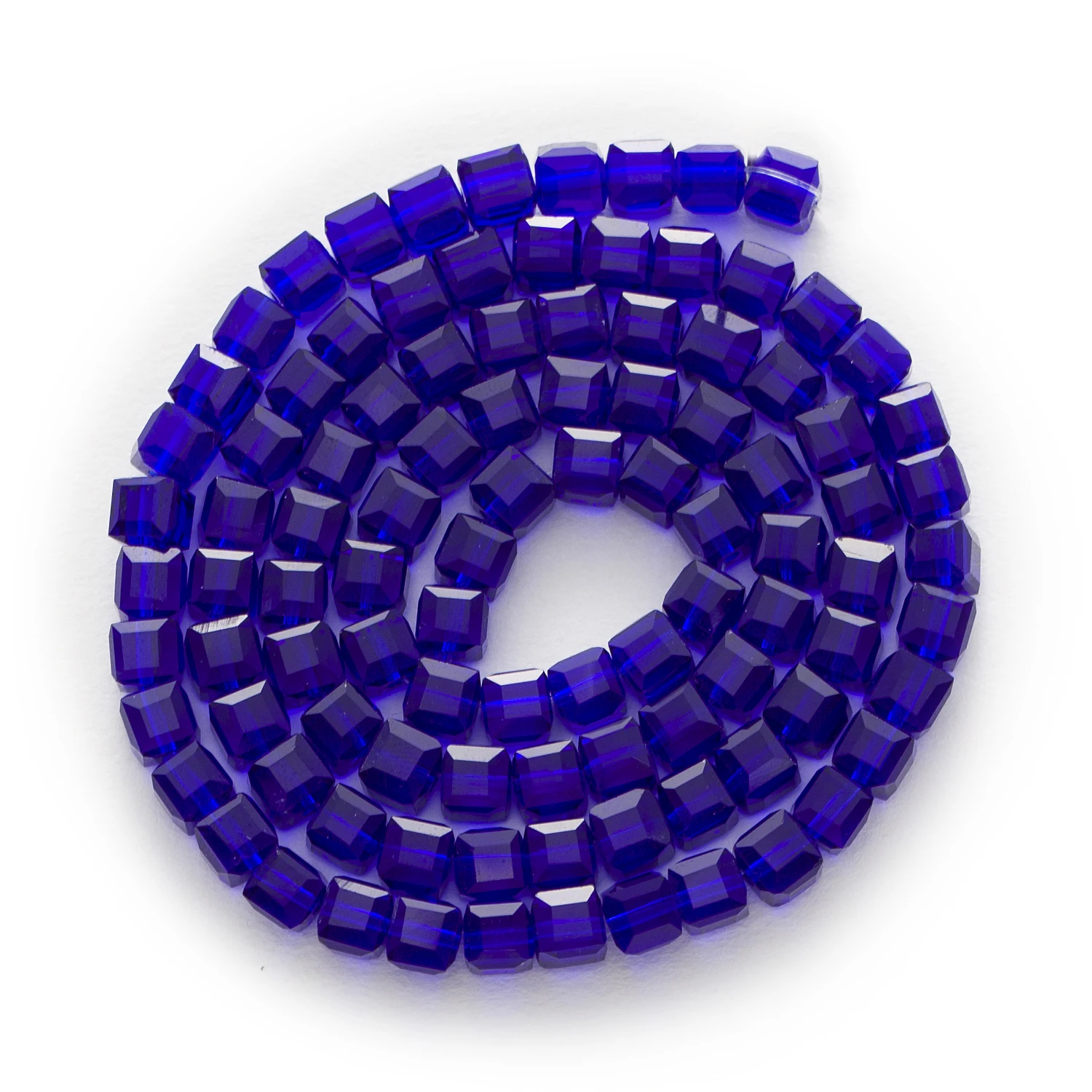Бусины стеклянные граненые темно синие 4 8 мм 50 шт.|bracelet making|glass cubespacer beads |