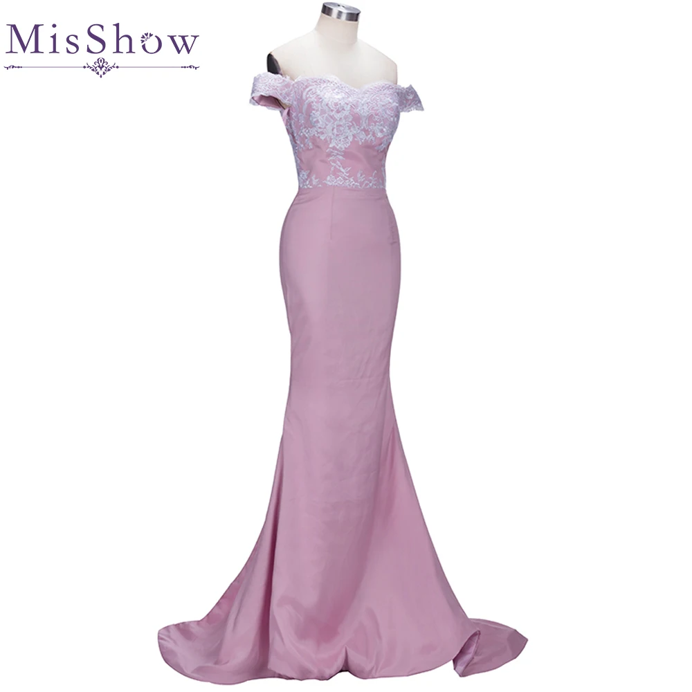 

[Custom-made]Charming Pink Lace Applique 2019 Mermaid Long Bridesmaid Dresses Maid Of Honor Off the Shoulder Wedding Party Gowns