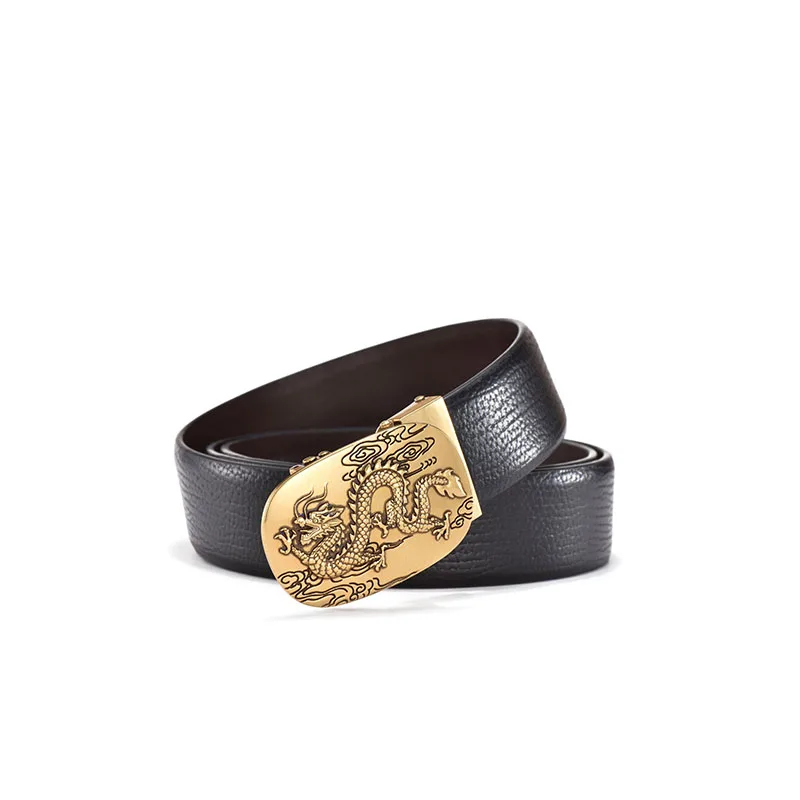 Мужской кожаный ремень DOSSNL с автоматической пряжкой мужской рисунком дракона