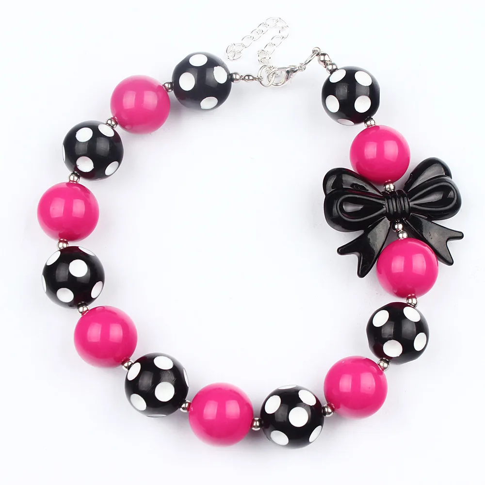 

New Arrival Baby Girls Birthday Outfits Gift 20mm Chunky Beaded Bubblegum Necklace Pulseira Infantil Statement Necklace WXN2