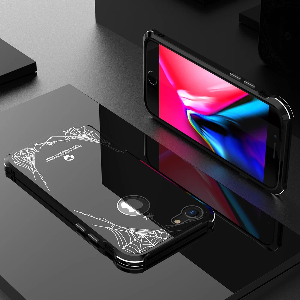 Чехол для iPhone 7 8 Роскошный аксессуар Блестящий жесткий алюминиевый