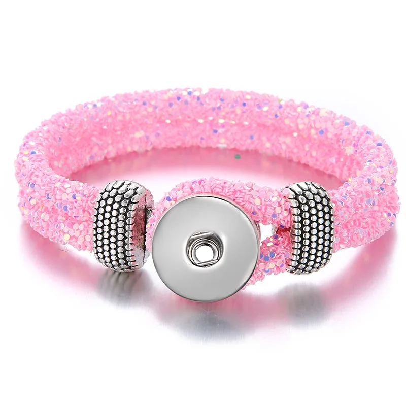 light pink Модный трендовый флуоресцентный цветной Блестящий оснастки браслеты подходят 18 мм оснастки кнопки оснастки ювелирные изделия SE0214 подарок - Окраска металла: light pink