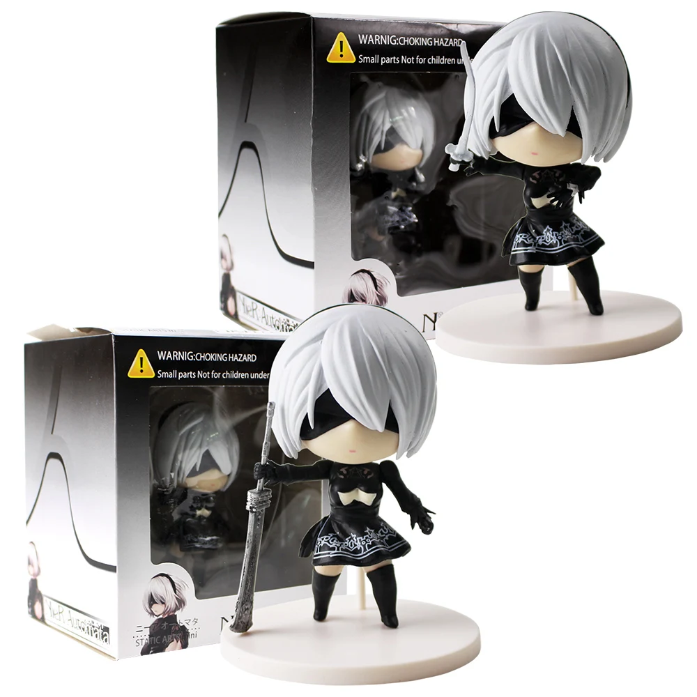 9 см ниус: Automata 2B YoRha Тип B No.2 Фигурки игрушки мультфильм Q версия кукла с мечом ПВХ