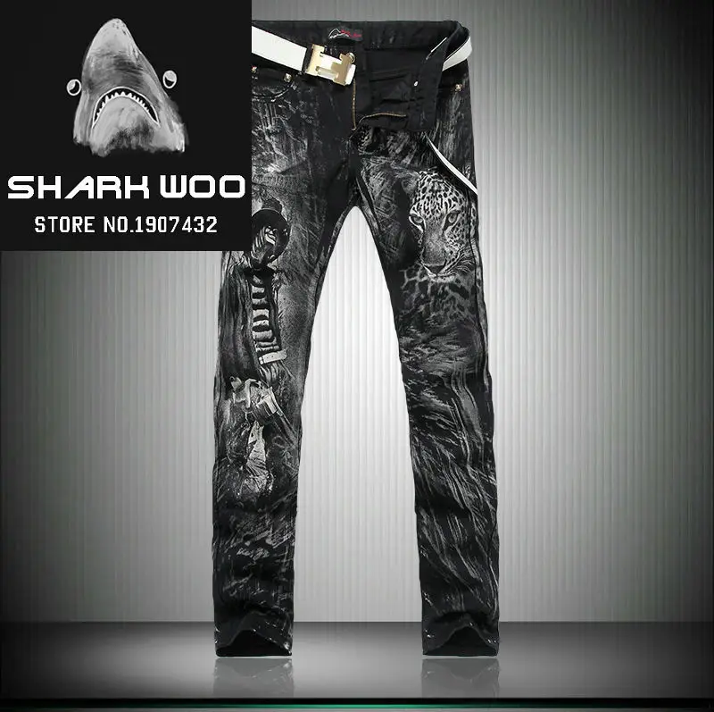 Hot New Autumn and Winter 2015 Men Painted jeans Camouflage Pants Slim trousers Free shipping | Мужская одежда