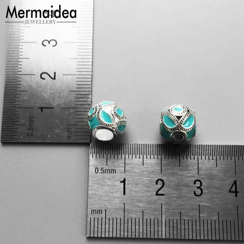 DIY бусины зеленый этнический Шарм из бисера модные посеребренные ювелирные