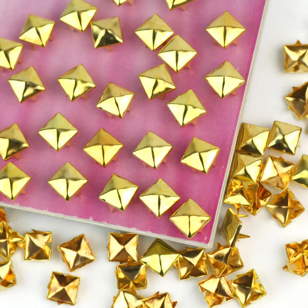 100 шт./лот Позолоченные пирамидальные шпильки спайки сделай сам Ручная работа