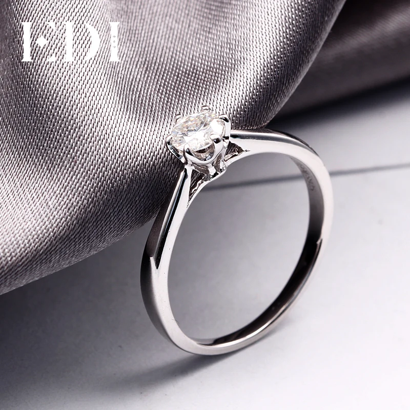 EDI 0.4ct солитер муассанит кольцо с 4 зубцами стандартная Серебряная лабораторная
