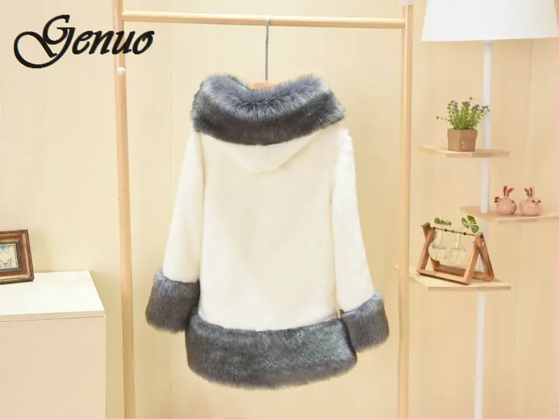 

2019 Fashion Faux Fur Coat Women Plus Size Winter Long Faux Fox Fur Overcoat Casual Jacket Female Outerwear Hooded Coat