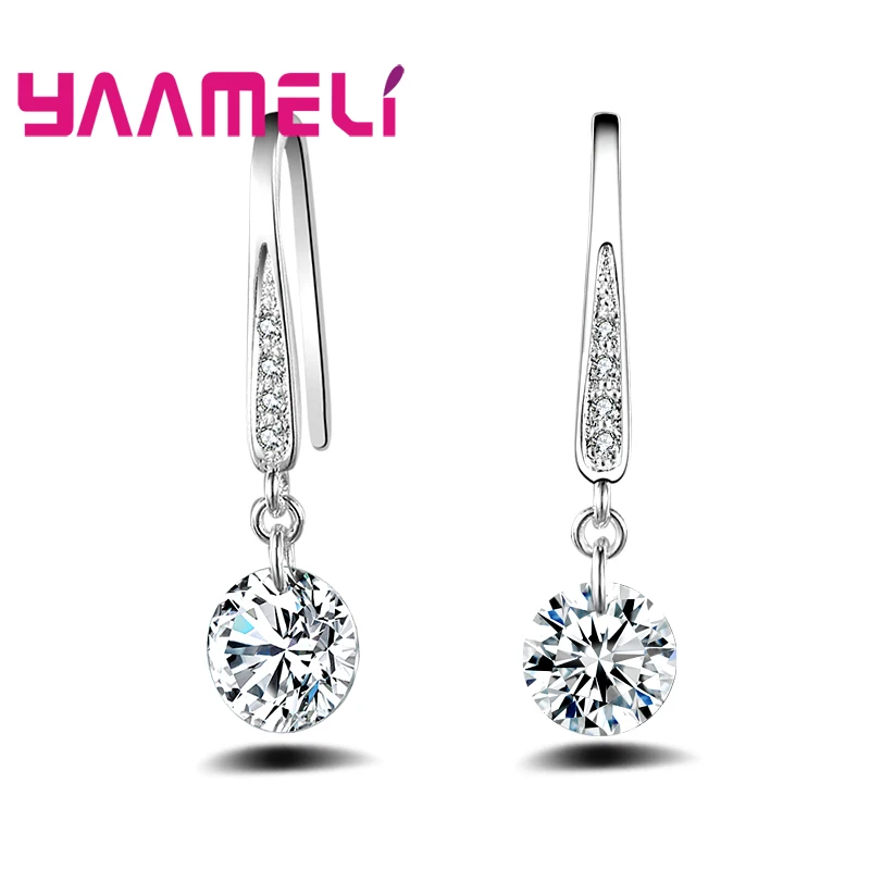 Elegantment новые модные сверкающие большие круглые серьги из стерлингового серебра