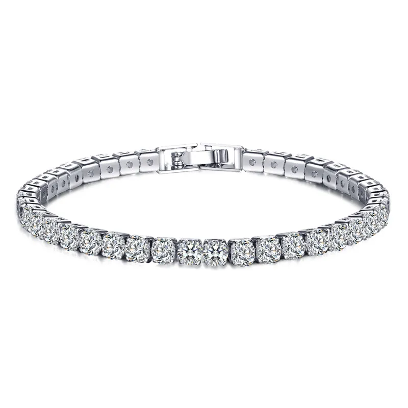 3 ряда хип хоп Bling Iced Out мужские s медь циркон браслет теннис 19 см цепи браслеты для