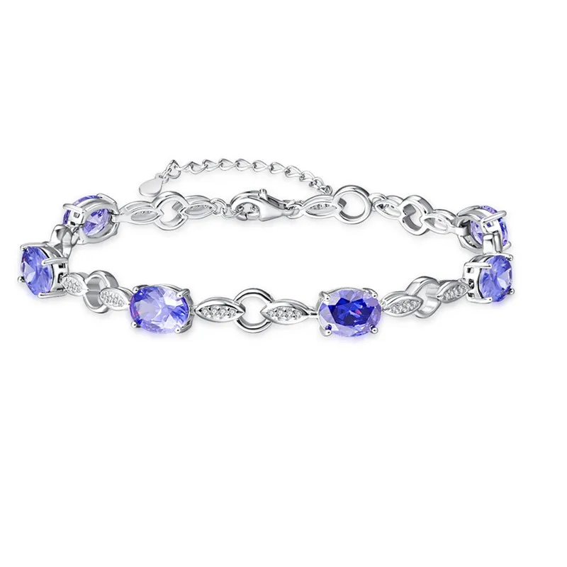 925 sterling silver JQUEEN создан Танзанит лист Серебряная цепочка Свадебные браслеты для женщин свадебные украшения 925 браслеты модные аксессуары - Цвет камня: 925 sterling silver