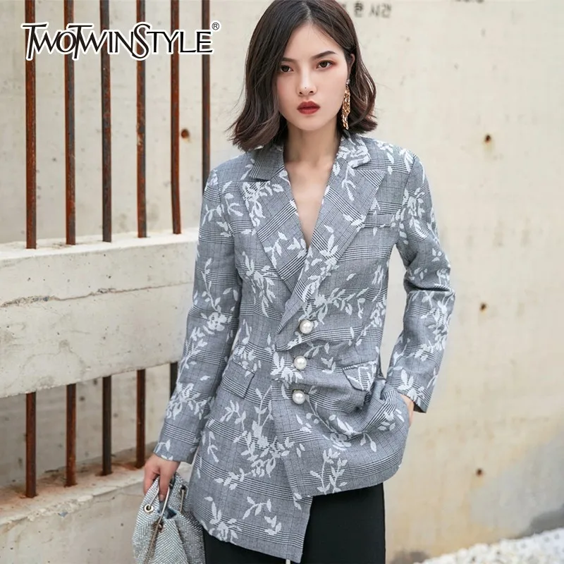 TWOTWINSTYLE жемчужина неправильной Для женщин костюм с длинным рукавом Однобортный