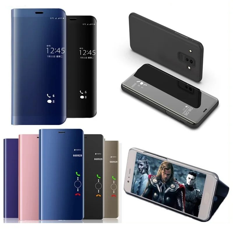Чехол для Huawei Honor 8X Max 8C 8A 8S 10 с зеркальной крышкой и подставкой из кожи V10 V20.