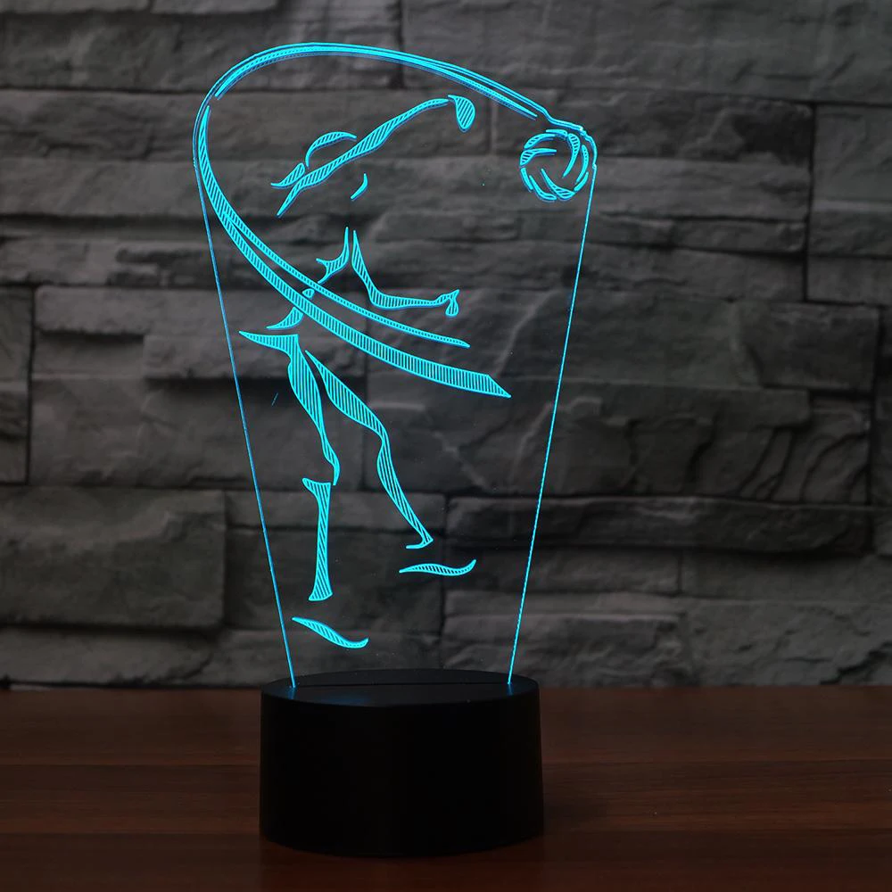 Играйте в волейбол 3D светодиодный USB настольная лампа Дети Спальня красочные