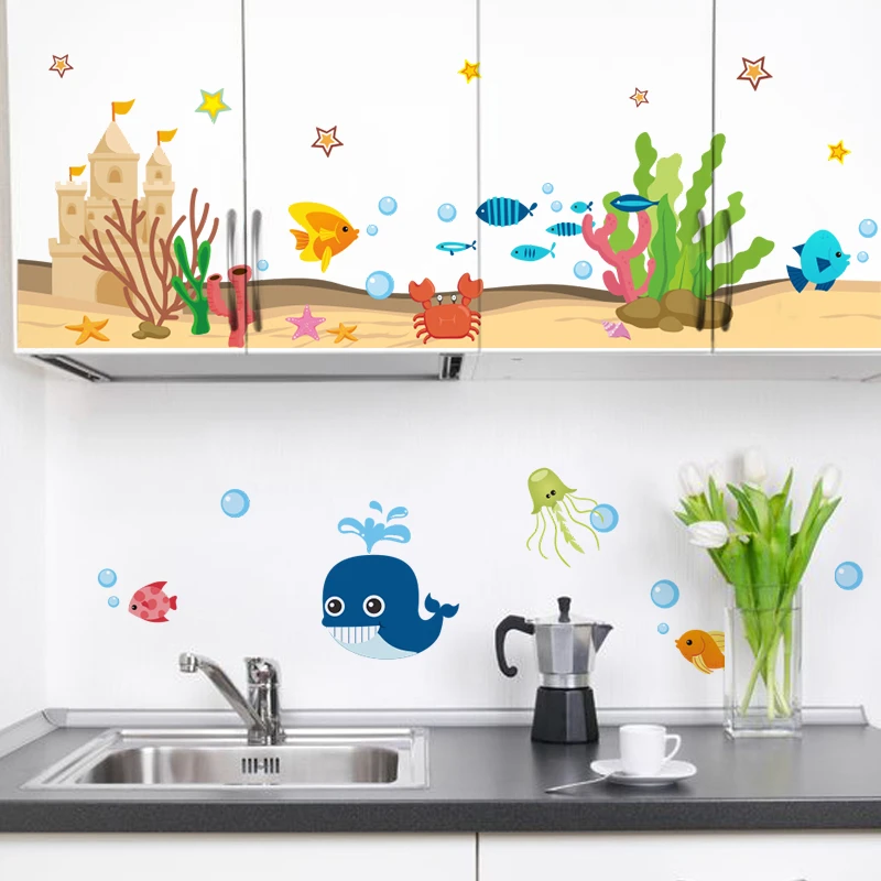 % ПВХ подводный морской океан рыбка пузырь кухня ванная комната Дети Детские