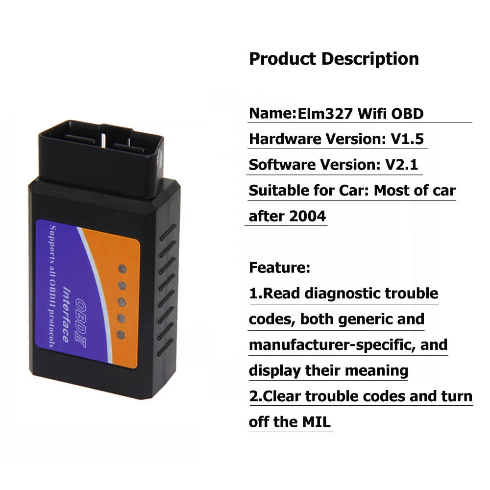 Автомобильный диагностический сканер Aganippe Wi Fi OBD2 elm327 v1.5 Elm 327 OBD 2 для iPhone eml327 1 5 odb2