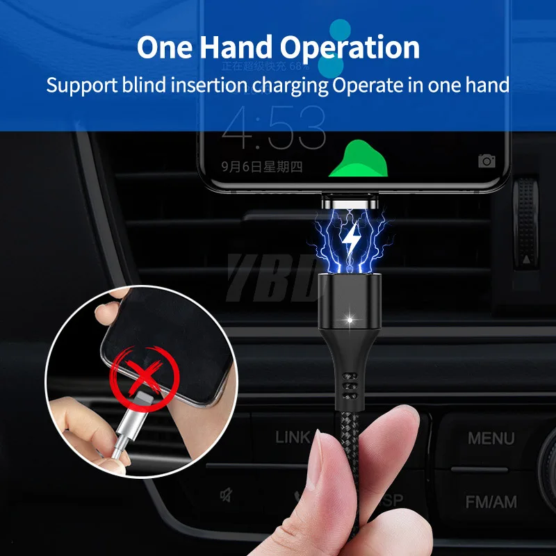 Кабель Micro USB YBD с магнитным зарядным устройством для Samsung iPhone/USB кабель Type c зарядки