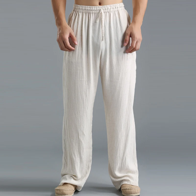 White Men Pants INCERUN мужские брюки прямые повседневные брюки свободные фитнес брюки эластичный пояс Твердые Kunfu брюки размера плюс S-5XL Pantalon Hombre - Цвет: White Men Pants