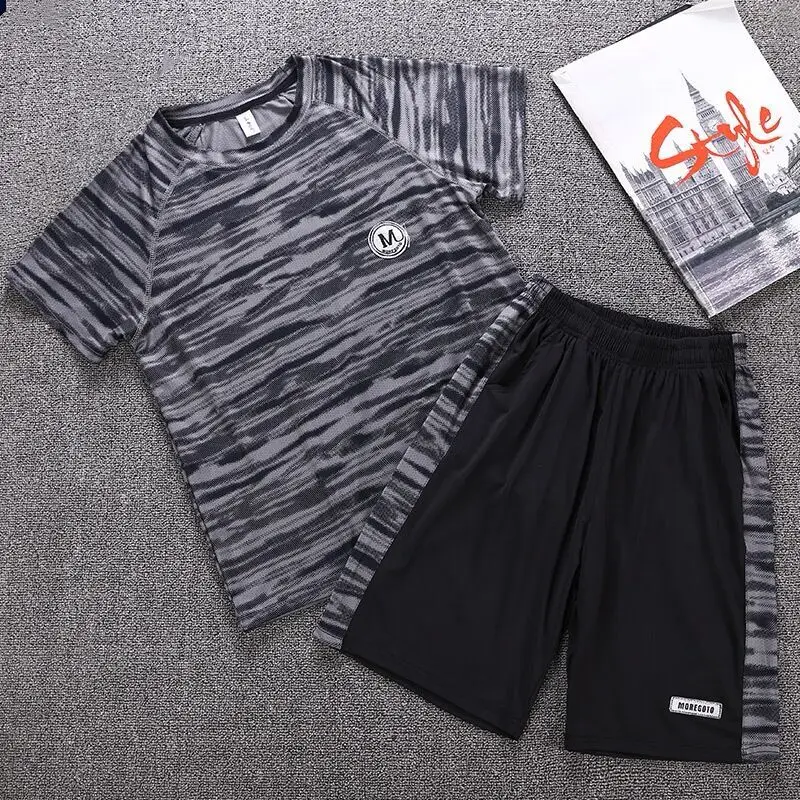 Big Boys Summer Sets 8 10 12 14 years 30-70kg Students Sportwear Kids Tracksuit 2pcs Tees Shorts Plus Size Teenager Clothing |