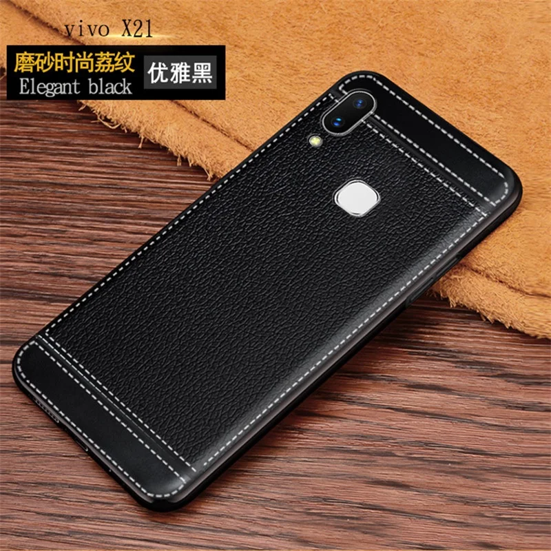 For On Vivo X21(back finger) Case cover Leather Texture protect pouch phone bag ViVO X21 Back finger case coque |
