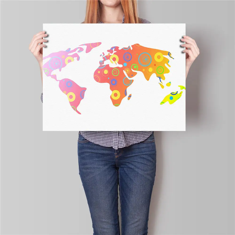 Абстрактная карта мира Печать плакат Современная живопись виниловая бумага