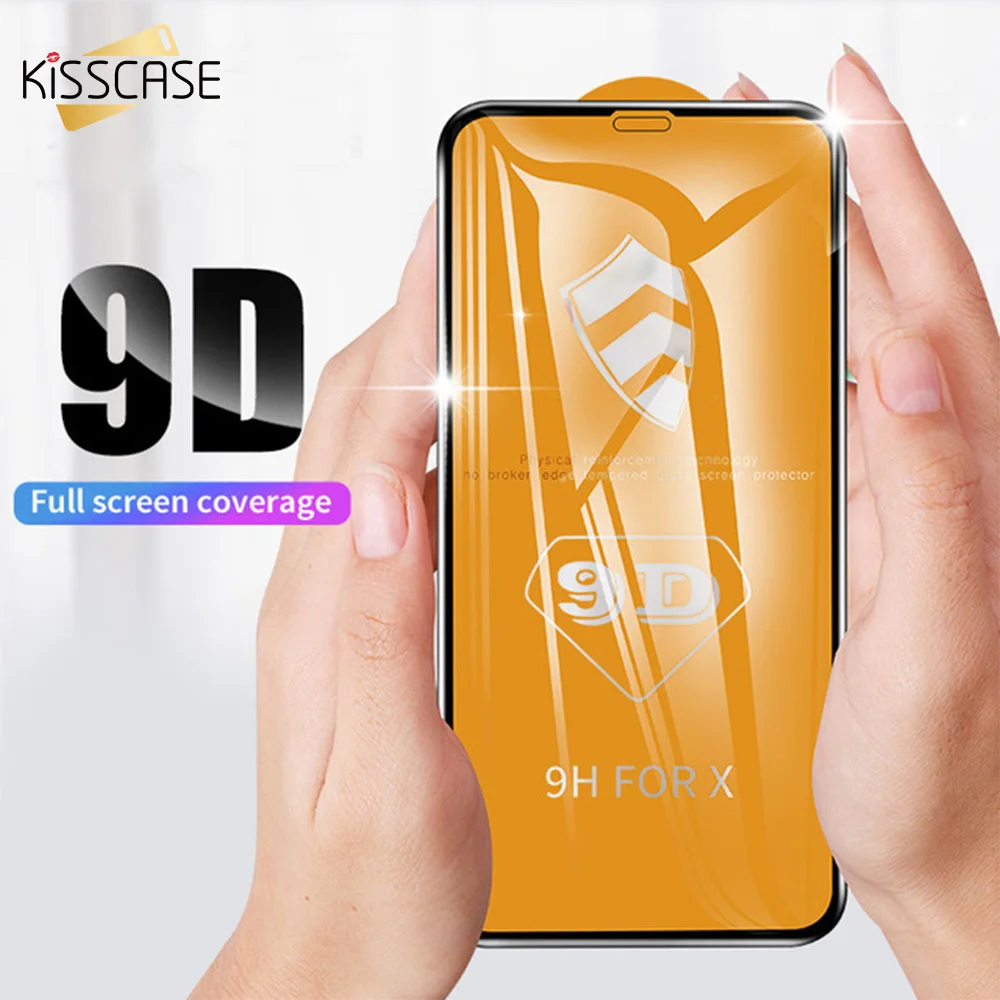 KISSCASE стекло на айфон 7 6 8 X XR XS Max защитный для iPhone спереди плёнки 5D изогнутые экран