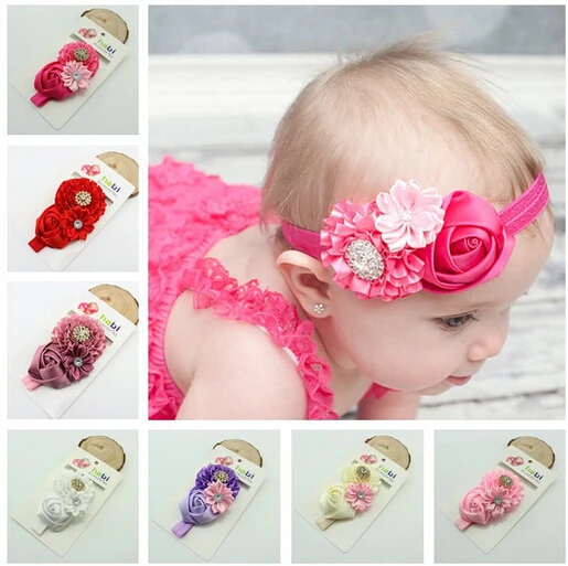 

Retail Children Kids Girls Fashion Fabric Imitation Crystal Rose Flower Frozen Headwear Hair Accessories Headband A192
