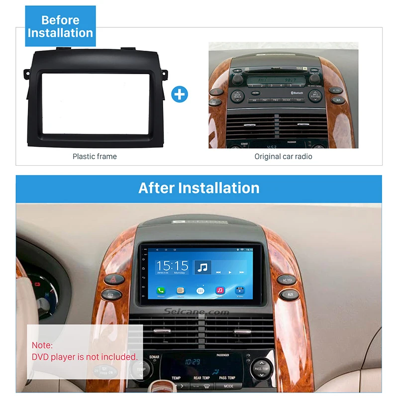Seicane Car Radio Fascia DVD Frame Dashboard для Toyota Sienna 2004 2005 2006 2007 2008 2009 2010|Панели| |