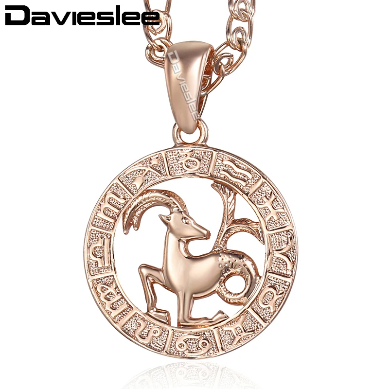 Davieslee женские весы Подвески 585 розовое золото Знак зодиака созвездие кулон для