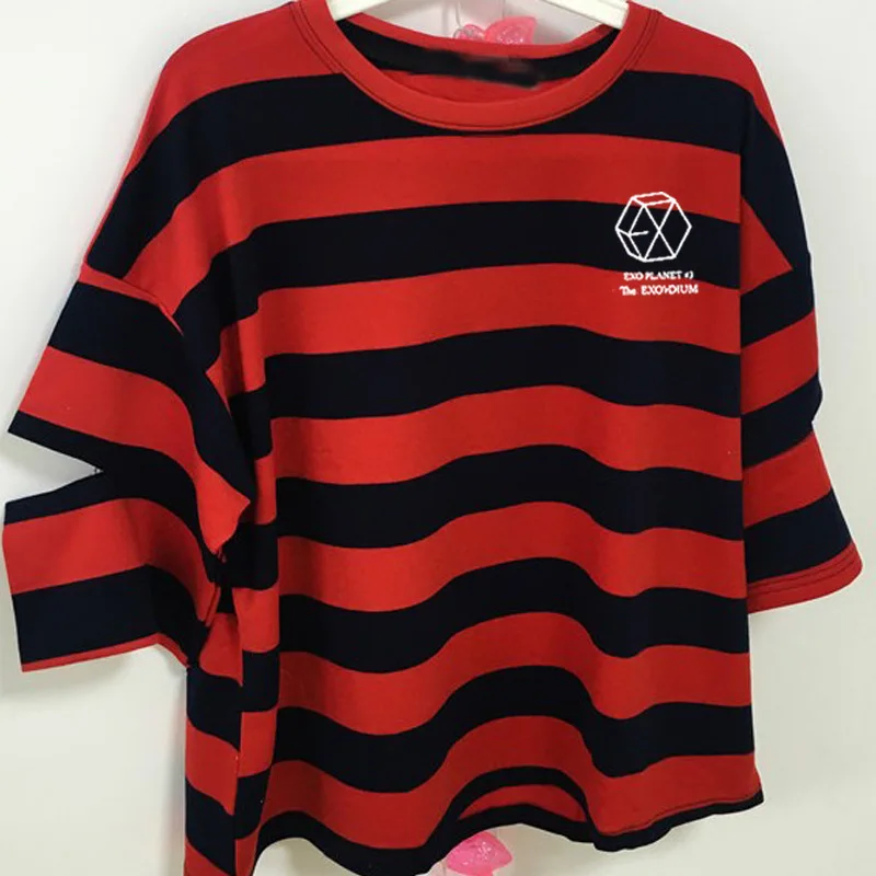 Футболка женская с круглым вырезом стильная Свободная рубашка в полоску рукавом