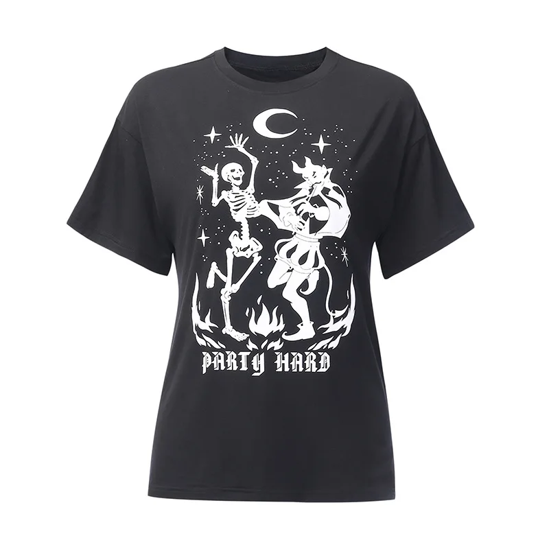 Женская футболка с принтом чертенка черная хлопковая Футболка в стиле