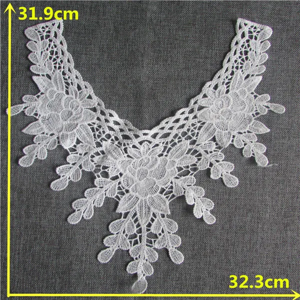 Роскошный хлопковый цветочный белый кружевной воротник 3D тканевая обшивка лента