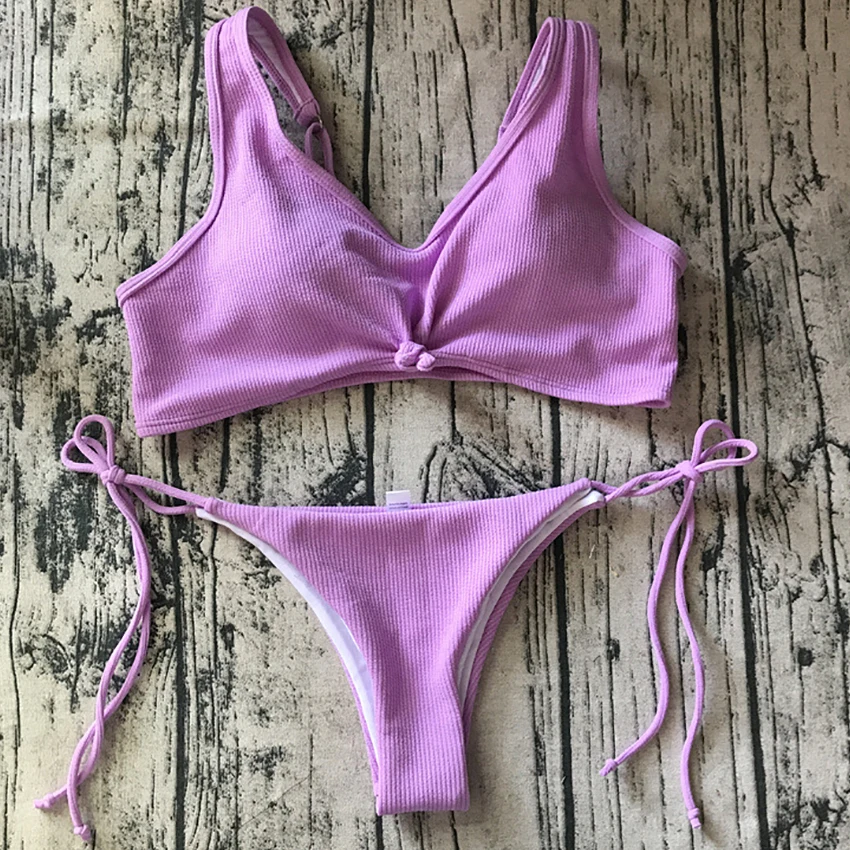 Нагрудный бант завязанный бикини с лентами 2019 Женский Галстук бандо купальник