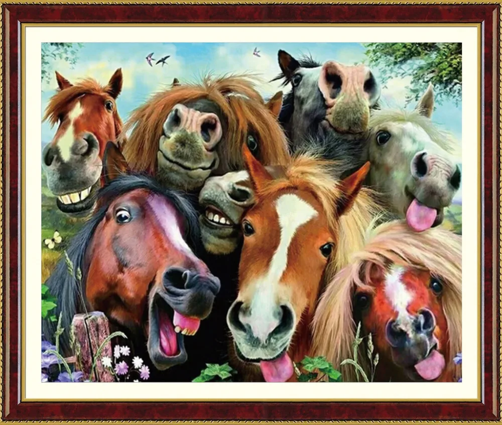 5D DIY Crystal Diamond Mosaic Paintings Animal Full Round AB Drill Horse Pose Embroidery Kids Kits Rhinestones Decoration Home | Дом и сад