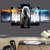 5panel 3d angeles girls canvas painting anime demons childrens room modular wall pictures art hd print for living room cuadros