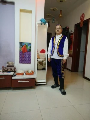 Синие Uyghur национальные костюмы для мужчин Sinkiang одежда Китайский национальный танец костюмы для мужчин фестиваль танцевальная одежда