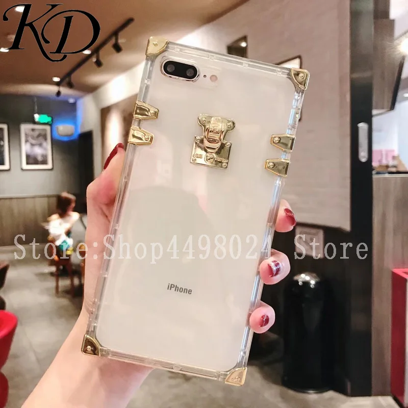 Чехол для Телефона iphone 6 S 7 8 Plus роскошный бренд квадратный ретро металлический