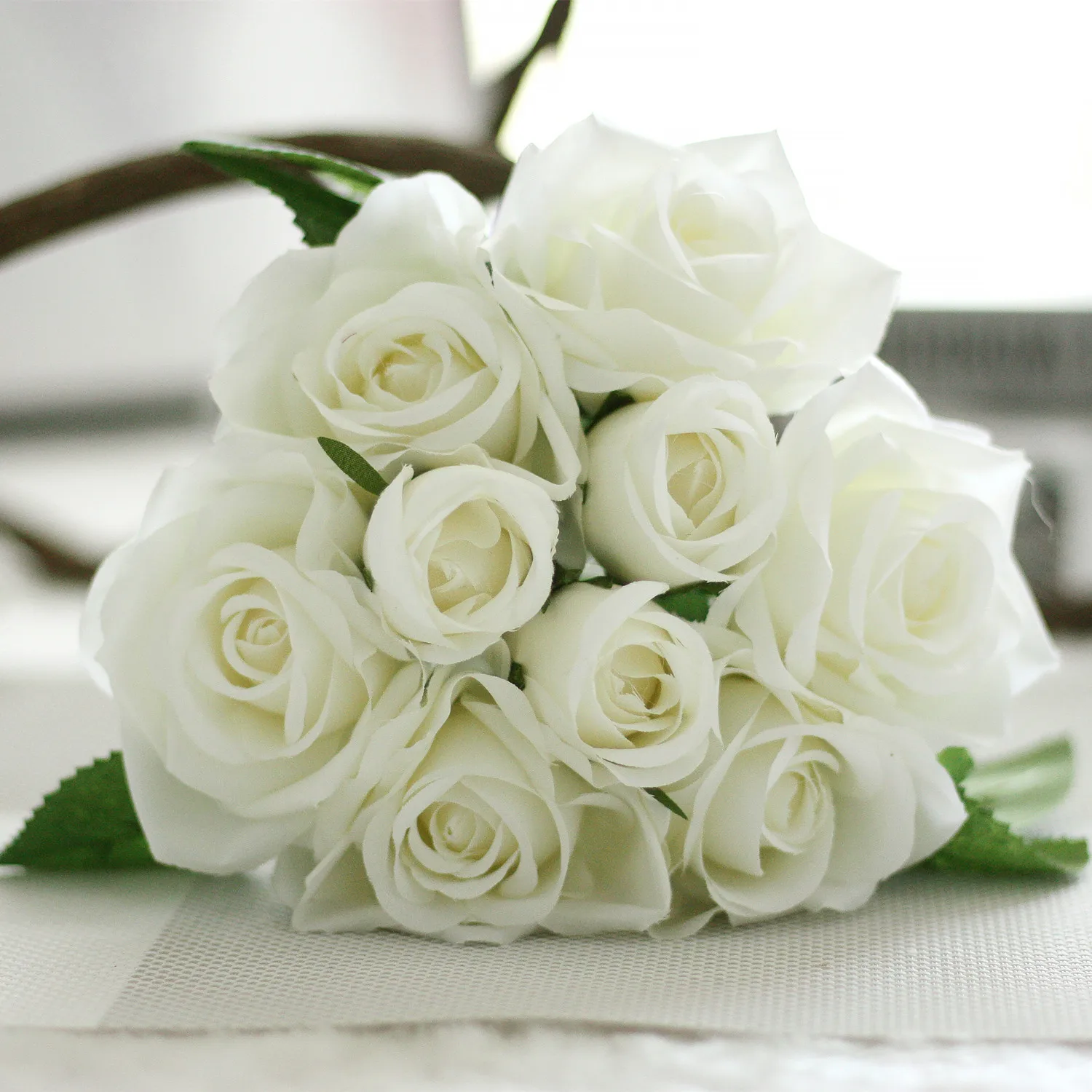 1 Шелковый букет Искусственный цветок белая роза для общественных мест декор