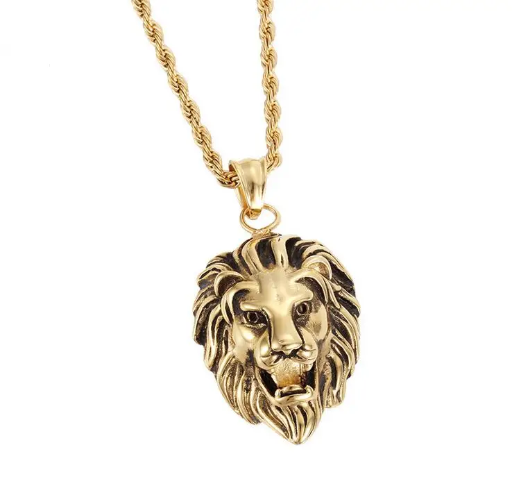 Подвеска Лев серебряного цвета ожерелье женское Ретро украшение золотая цепочка
